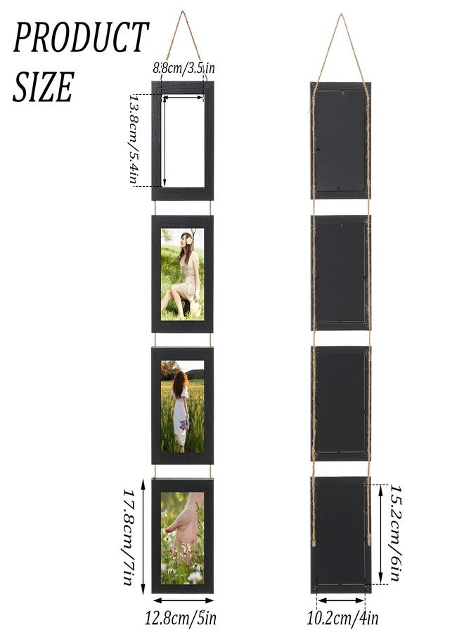 Caeuiciw 2 Packs Black 4x6 Hanging Picture Frames Set, 4 Openings Collage Photo Frames for Vertical 4 by 6 inch Pictures for Wall Decor - Image 2